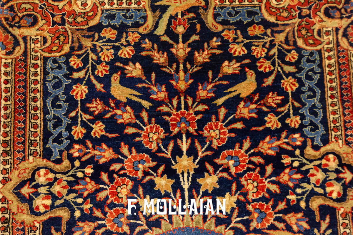 Tappeto Kashan Mohtasham di Seta Colore Blu n°:368173